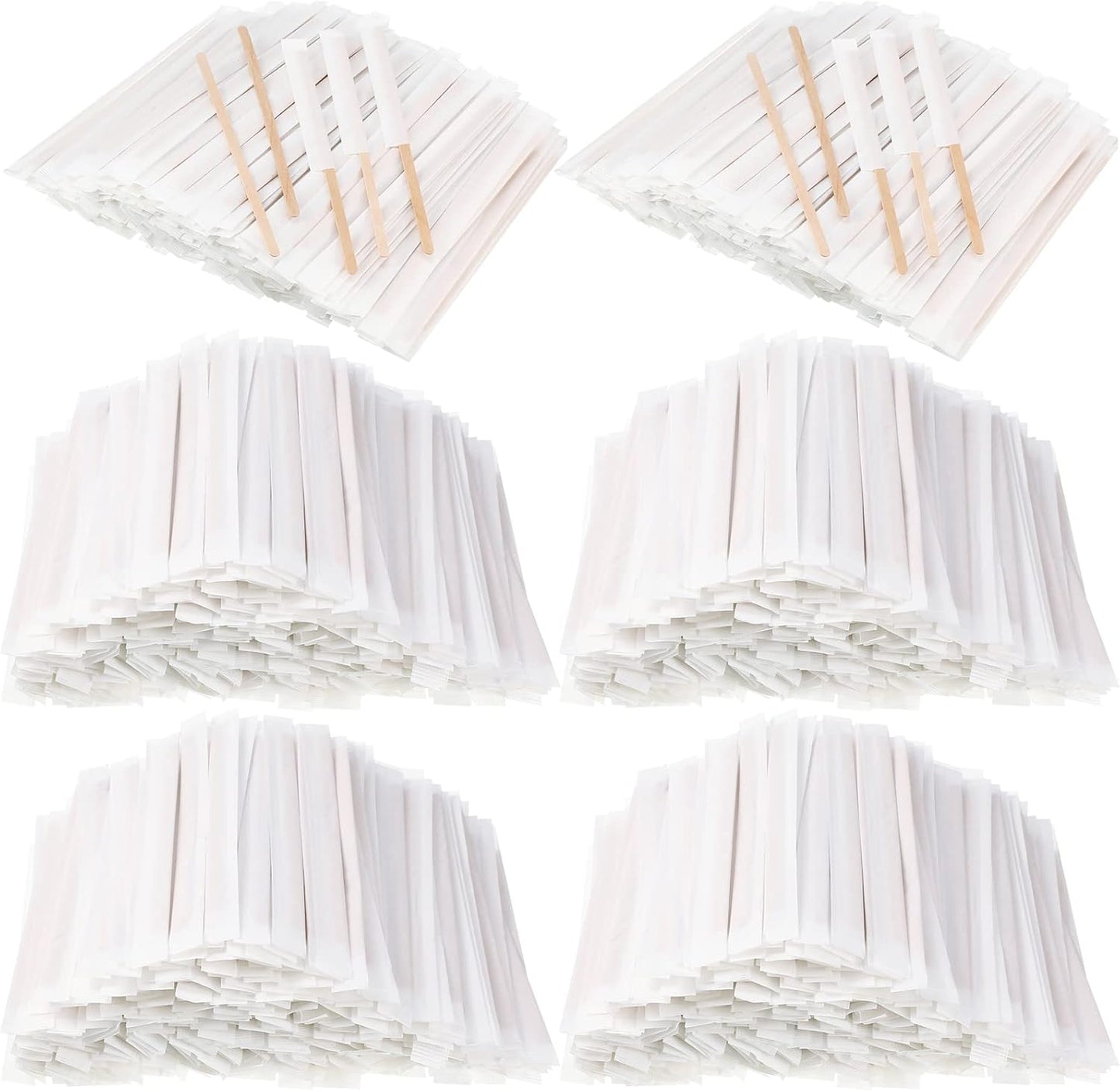 2000 Pcs Individually Wrapped Wooden Coffee Stirrers, Disposable Coffee Stir Sticks Round End Sticks Bulk Wood Stirrers for Cocktail Hot Drinks Restaurant Bar Home Office (7 Inch)