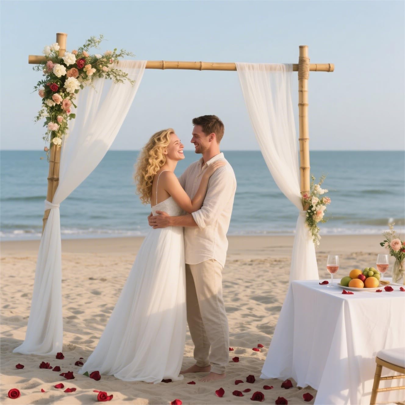 MLMW Wedding Arch Draping Fabric 2 Panels 29" x 20Ft Ivory Sheer Wedding Arch Backdrop Drapes Outdoor Curtain for Ceremony Party Background Ceiling Decor