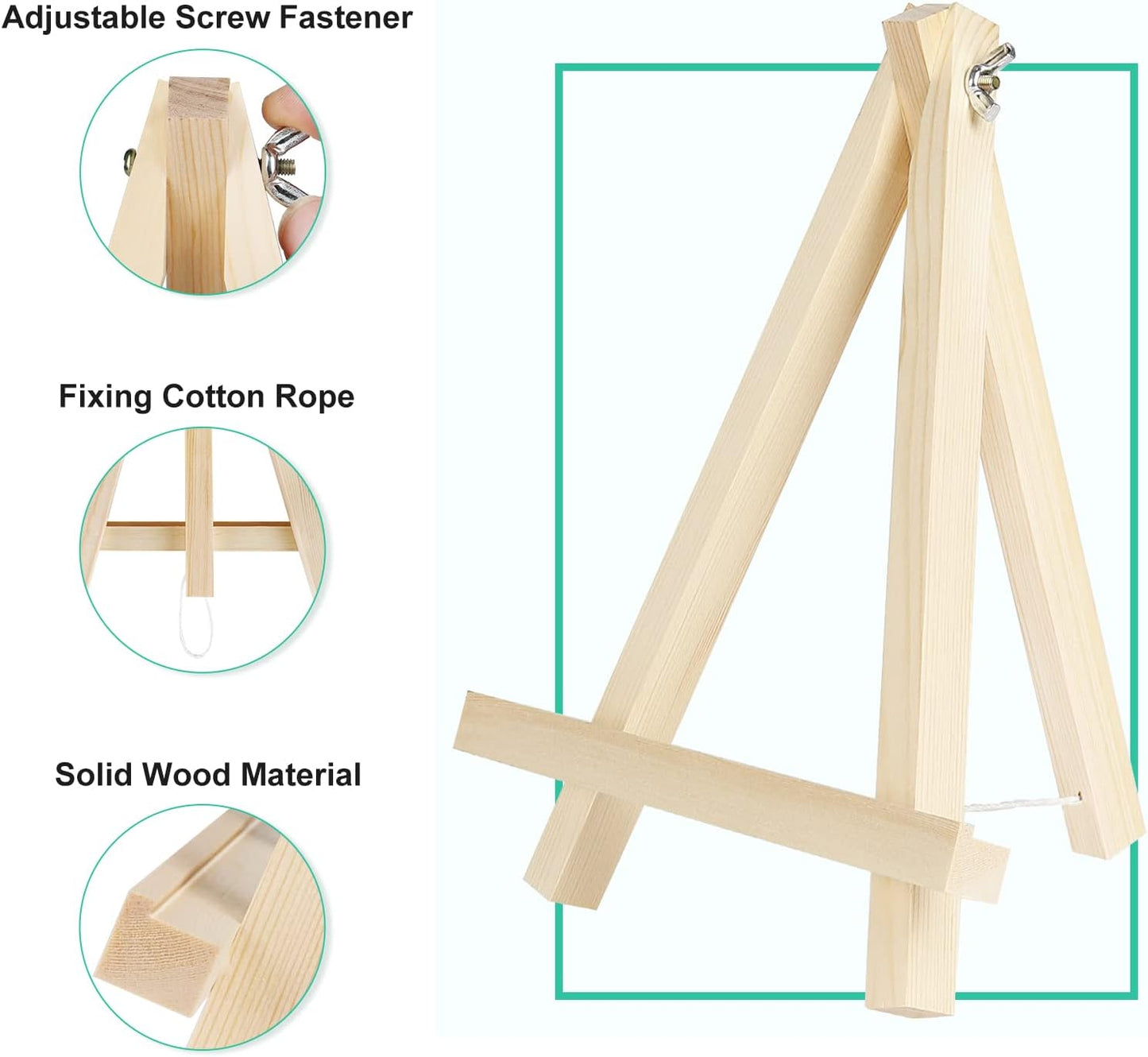 Kinlink 9 Inch Tall Wood Easels for Display Set of 12, Display Easel Tabletop, Painting Easel Stand for Artist Students