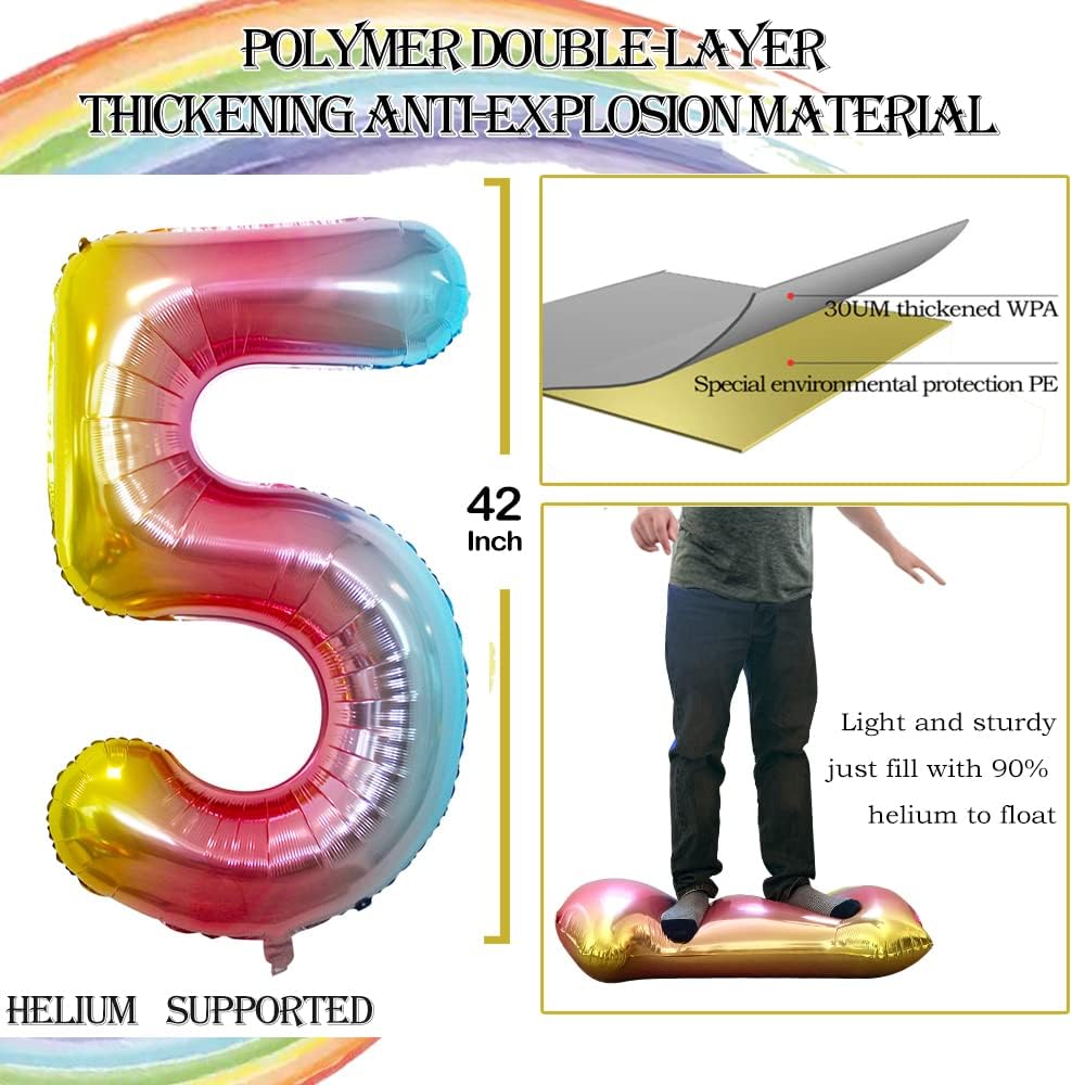 GOER Number 50 Balloons for 50th Birthday Party Decorations,42 Inch Jumbo Foil Helium Balloons for 50th Anniversary (Rainbow)