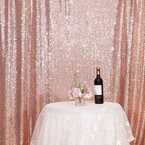 Eternal Beauty Rose Gold Sequin Backdrop, 7x7 Ft Glitter Background Curtains for Shimmer Photography Party Wedding Birthday Back Drop Decor