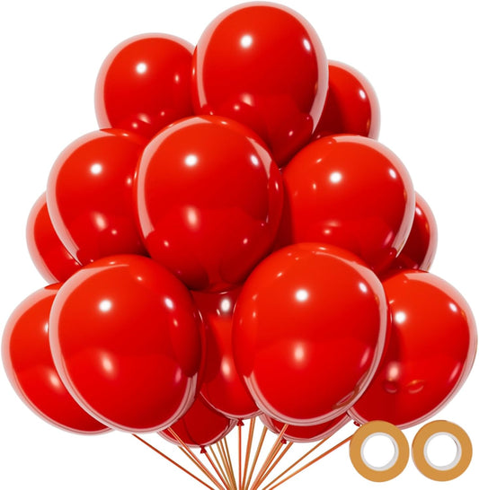 Red Balloon 110pcs, Red Latex Balloons12 inch for Birthday Valentine's Day Wedding(with 2 Ribbons).