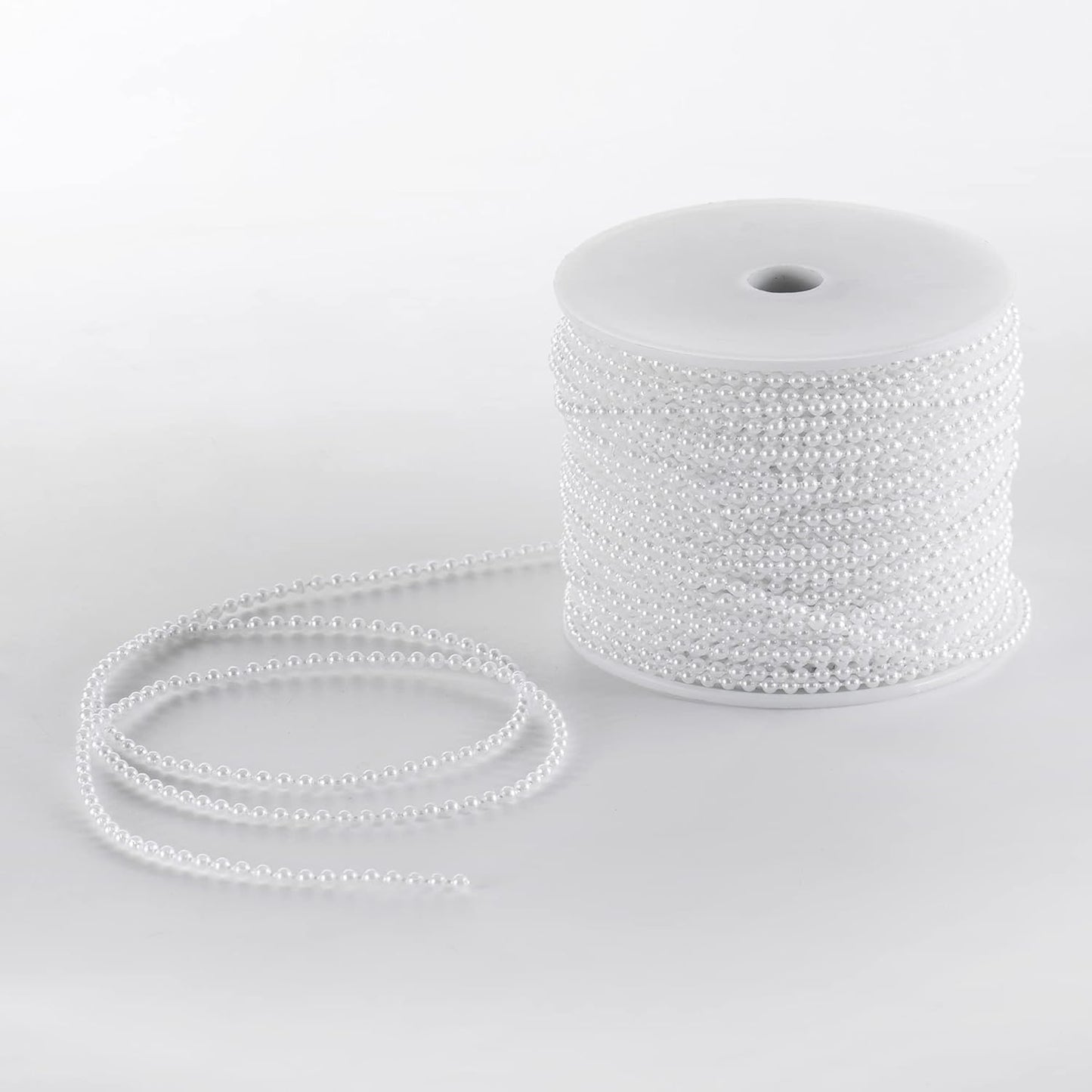 Craft String Pearls 3MM Pearl Bead, 99 Feet White Faux Pearl Garland Spool Roll Strand Wedding Party Decoration