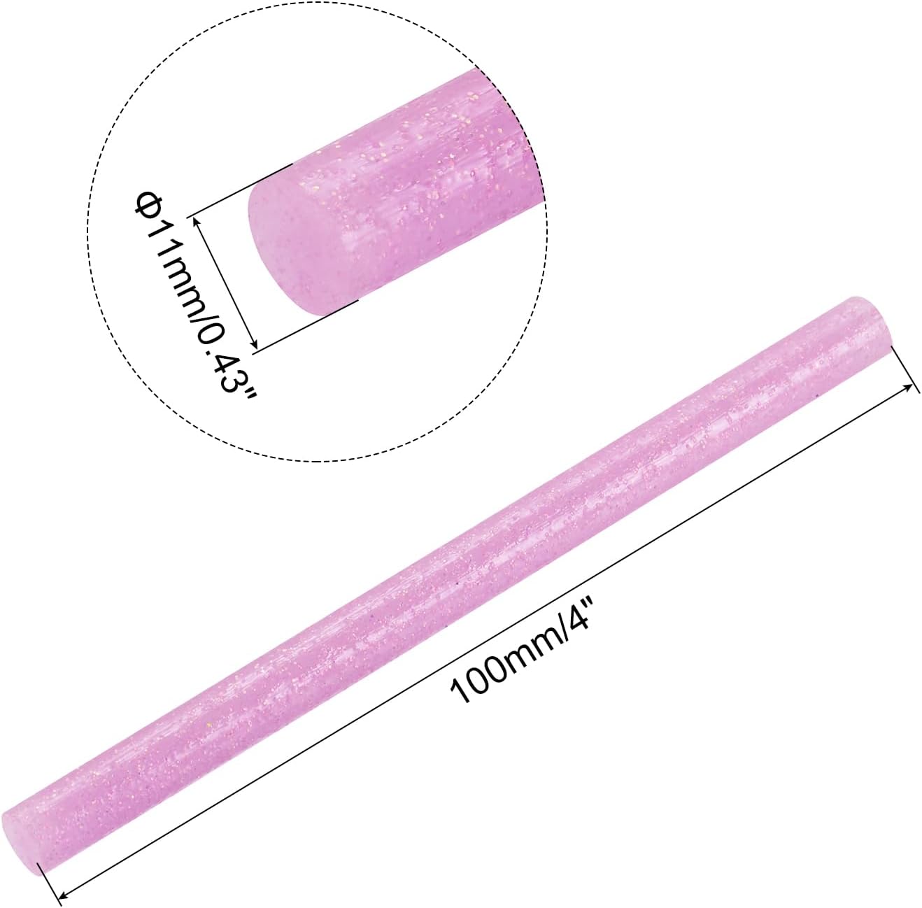 uxcell 20pcs Hot Glue Sticks for Glue Gun 11mm/0.43-inch x 4-inch Mini Hot Melt Adhesive Glue Stick Glitter Pink