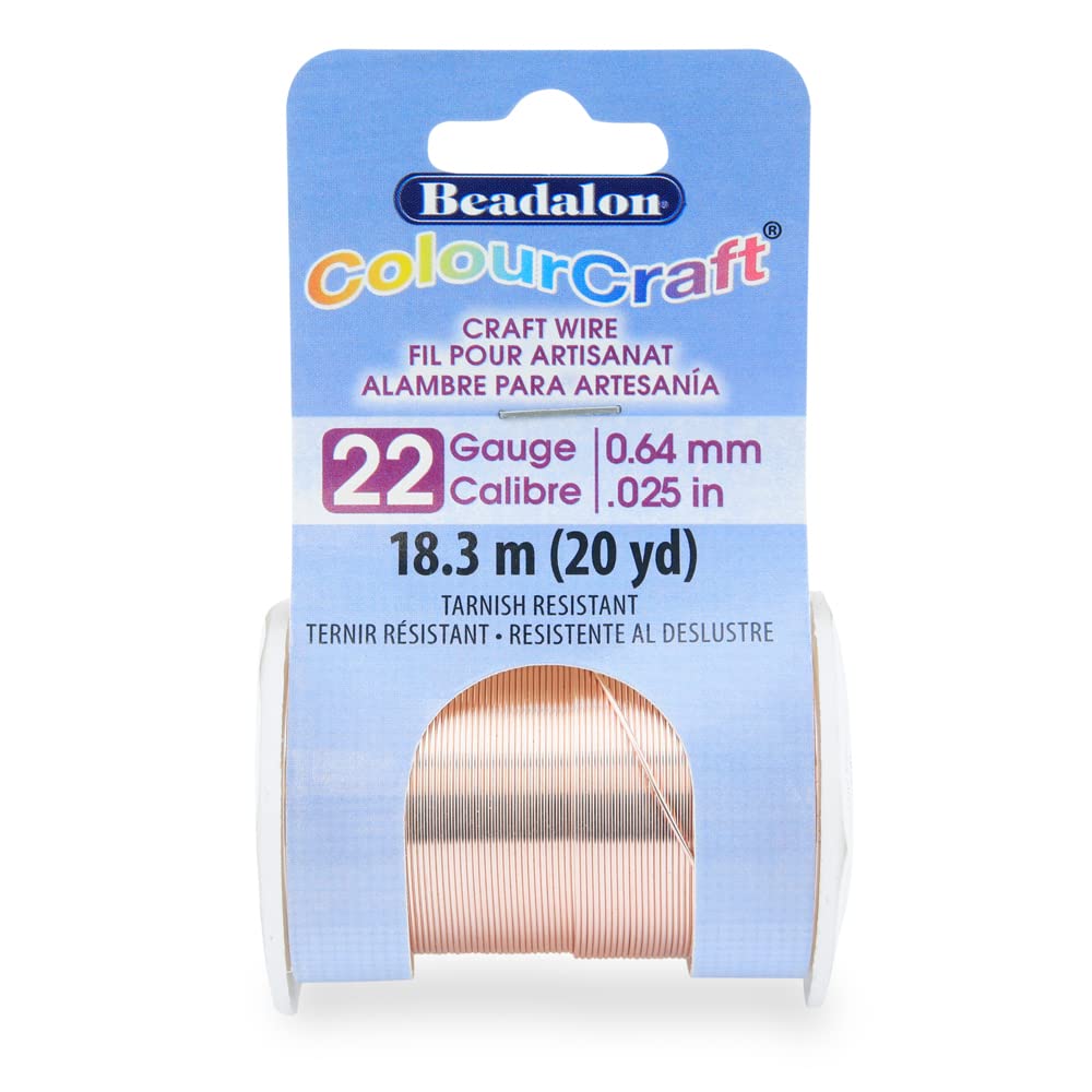 Beadalon ColourCraft Wire, 22 Gauge, Rose Gold Color Silver Plated, 20 yd Spool