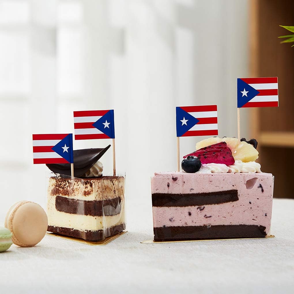 Puerto Rico Flag Puerto Rican Flag, Small Mini Puerto Rican Toothpick Flags for Food, Cupcakes, Cocktails, Appetizers, Bar Party Decorations