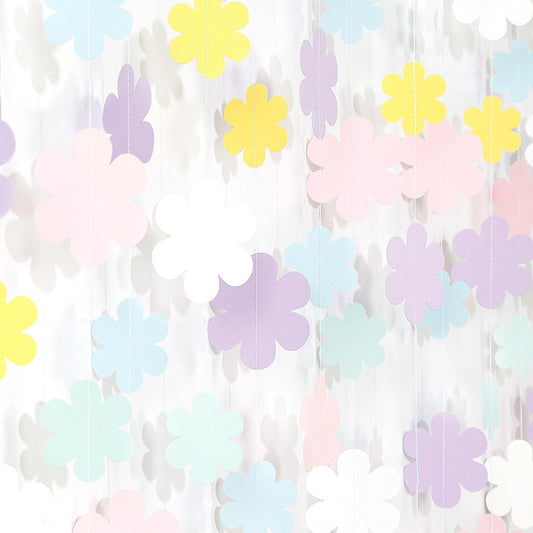 Pastel-Rainbow Colorful Party-Decorations Streamers-Garland - 52ft Flower Hanging Paper Banner, Birthday Baby Bridal Shower Classroom Carnival Decor Hugfond