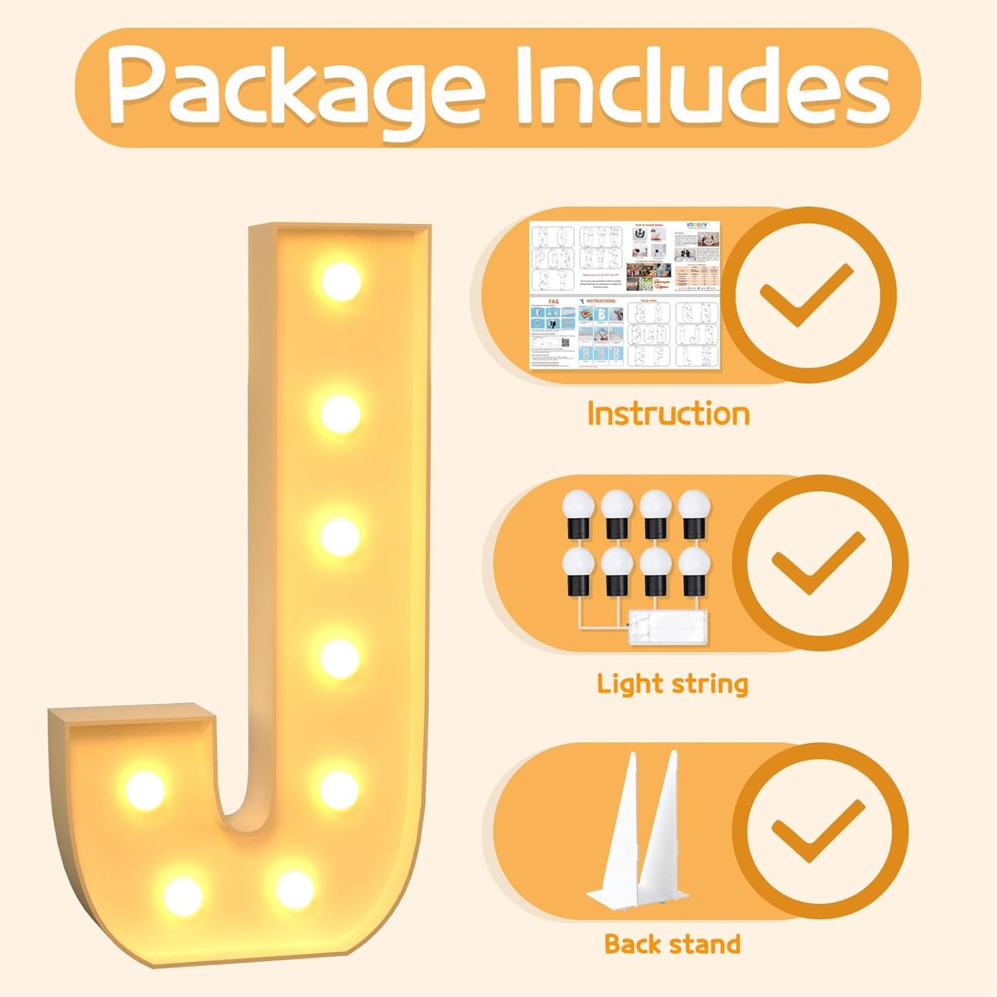 Marquee Letters 3 Feet Tall Large Light Up Letters J Happy Birthday Decorations Marry Me Engagement Party Decor Yellow Light Birthday Decorations Balloon Arch Kit Foam Sign J