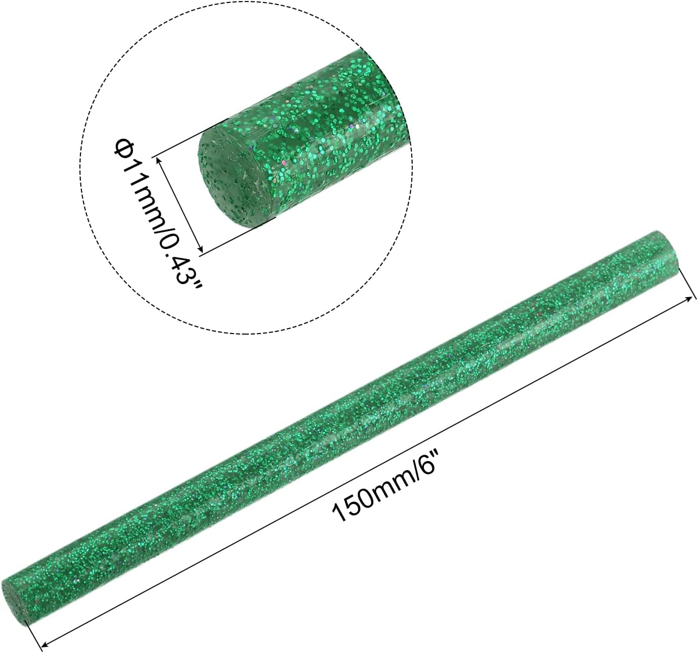 uxcell 20pcs Hot Glue Sticks for Glue Gun 11mm/0.43-inch x 6-inch Mini Hot Melt Adhesive Glue Stick Glitter Green