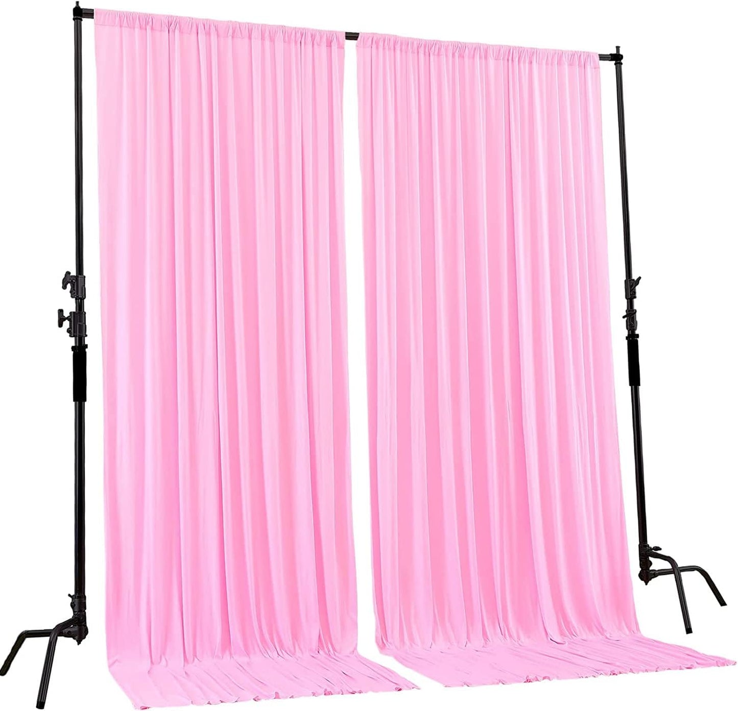 AK TRADING CO. 10 feet x 8 feet IFR Polyester Backdrop Drapes Curtains Panels with Rod Pockets - Wedding Ceremony Party Home Window Decorations - Pink