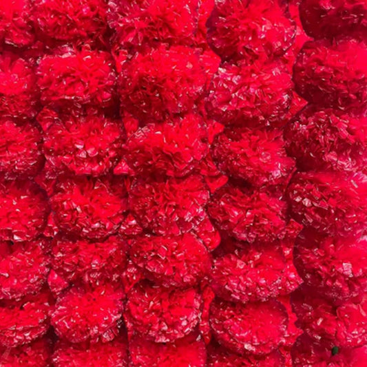 Artificial Marigold Garland for Decoration, Diwali Decorations Pack of 5 - Marigold Garland Flowers for Diwali Pooja -Traditional Indian Decoration (Red 5 PC | 4 to 4.5ft) Hashcart®
