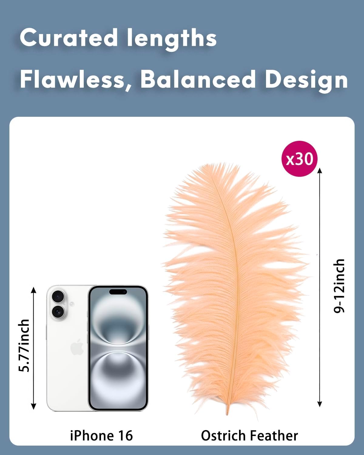 NEWONG 30pcs Champagne Ostrich Feathers Natural Bulk 9-12inch(23-30cm) Vase Craft Wedding Home Party Centerpieces Christmas Day Decoration