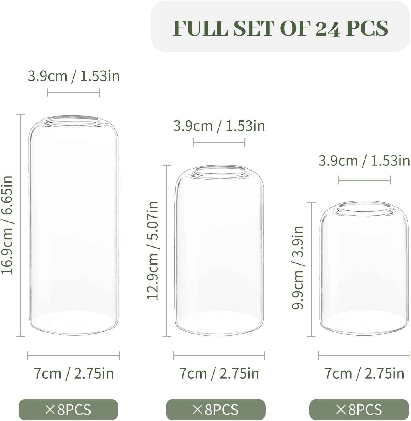 Set of 24 Clear Glass Vases Cylinder Flower Vase for Rustic Farmhouse Centerpieces Wedding Table Decor Home Aesthetic Party & Event Decoration Bud Vases in Bulk (Flowers Not Included)