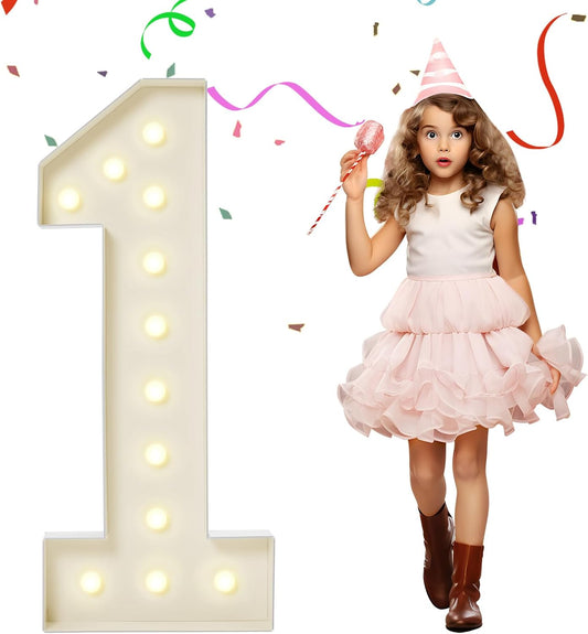 4FT Marquee Numbers, Large Light Up Numbers 1 for 1st 15th 16th Birthday Party Decorations, Giant Light Up Number for Baby Shower Anniversary Decor, 4 Feet Number 1 w/Lights DIY Kit