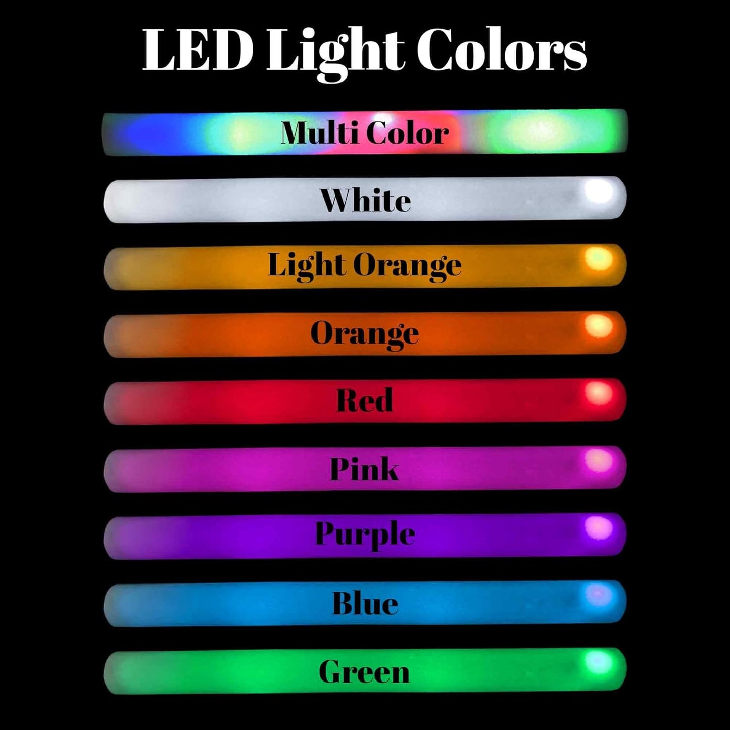 Pack of 12 Custom LED Party Foam Light Sticks Batons for Quinceaneras, Sweet 16, Bat Mitzvah, Parties, Birthdays, Guests, Party, Promotions 3 Color Lighting Modes Batteries 16"