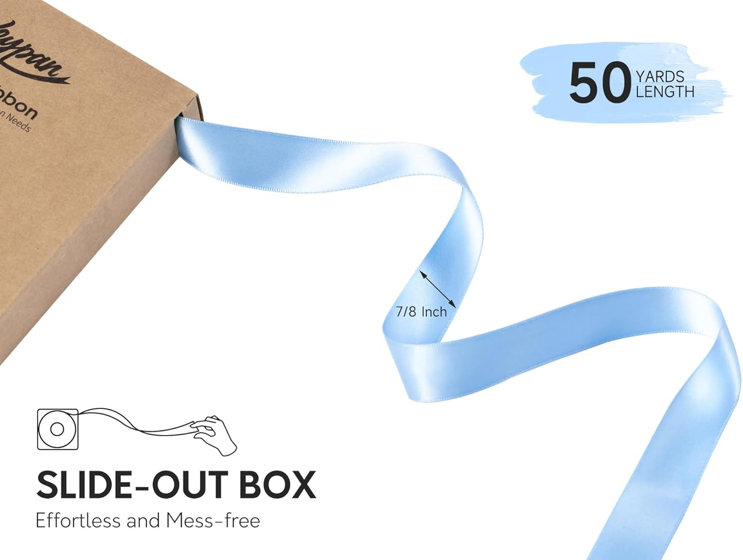 Baby Blue Satin Ribbon 7/8 Inch x 50 Yards Double-Faced Ribbons for Gift Wrapping Flower Bouquet Wedding Paper Bows Invitations Crafts