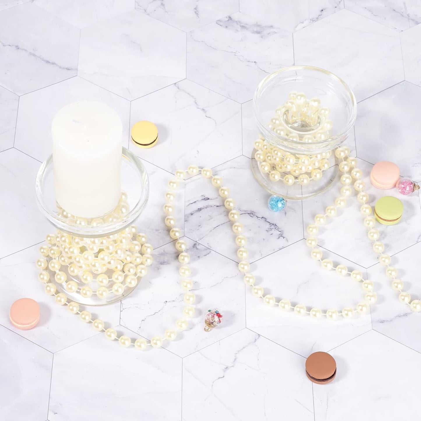 Faux Ivory Pearl Garlands - 10mm Christmas Tree Beads - 11 Yards Strands - Wedding/Christmas Decoration