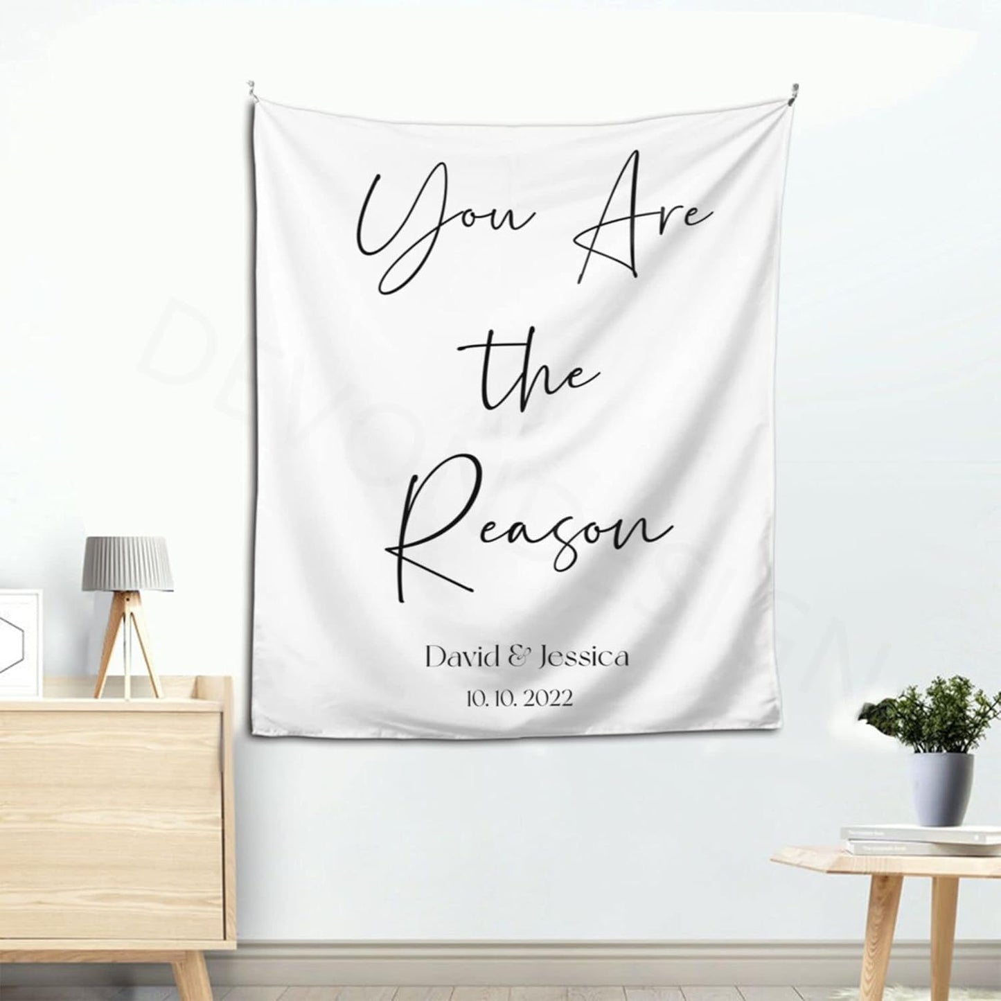 Custom Tapestry with Names and Date, Rustic Backdrop for Ceremony, Reception Arch, Wedding Decorations