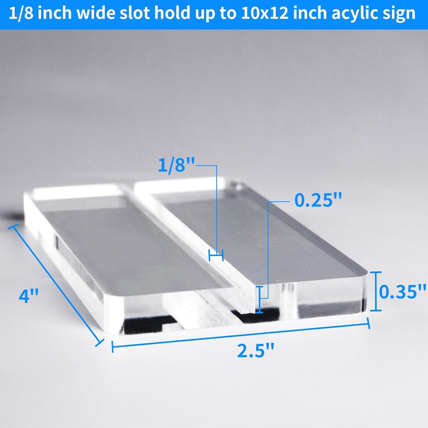 4" Clear Acrylic Sign Stand, 3mm Slots Wedding Table Number Holder, Angular Smooth Acrylic Place Card Holder, Suitable for Wedding, Exhibition, Party, Hotel (12 Pack)