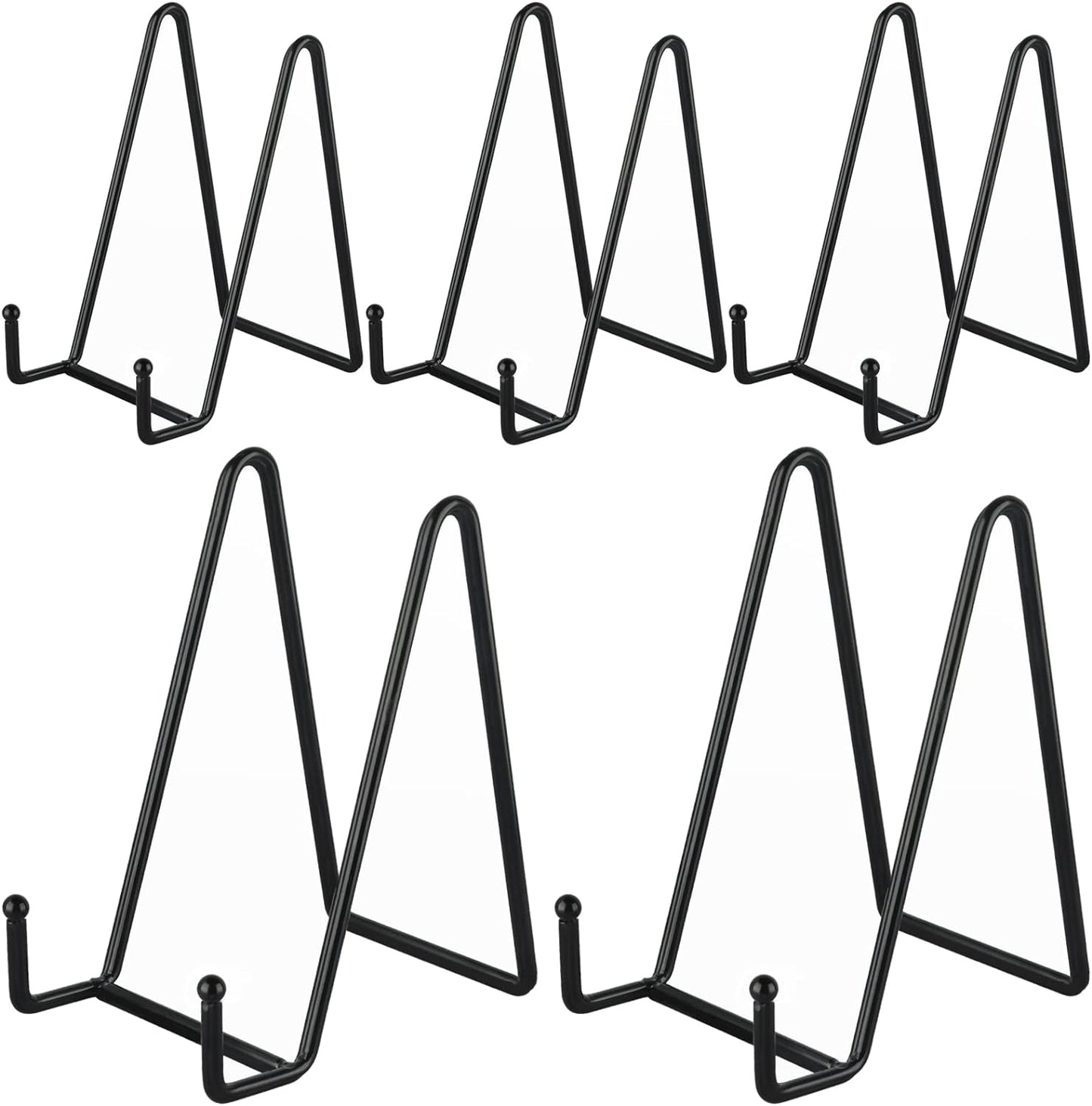 IBosins 5 Pack 6 Inch Plate Holder Display Stands, Metal Black Frame Stand for Picture, Book, Photo Easel, Creation, Collectibles