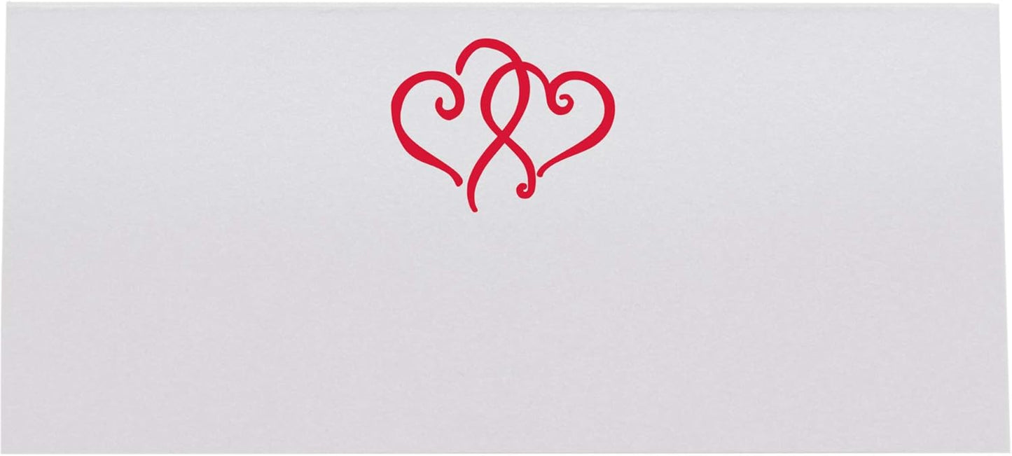 Linked Hearts Place Cards, Ruby Red (Choose Color), Set of 150, Pre-cut and Scored - Wedding, Party, Dinner, and Special Events - Made in the USA