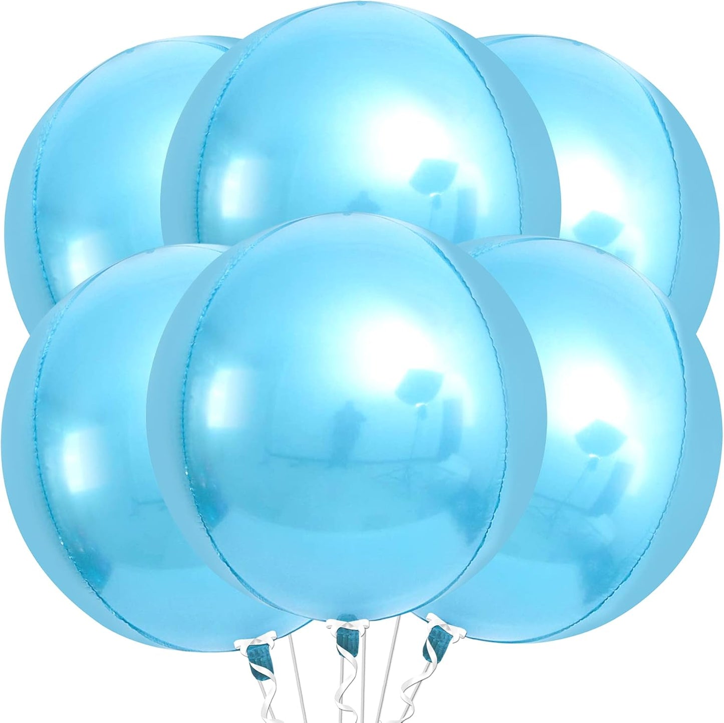 KatchOn, Light Blue Foil Balloons - 22 Inch, Pack of 6 | Light Blue Metallic Balloons | Baby Foil Balloon for Gender Reveal Decorations | Shark Theme Birthday Decor | Under The Sea Party Decorations