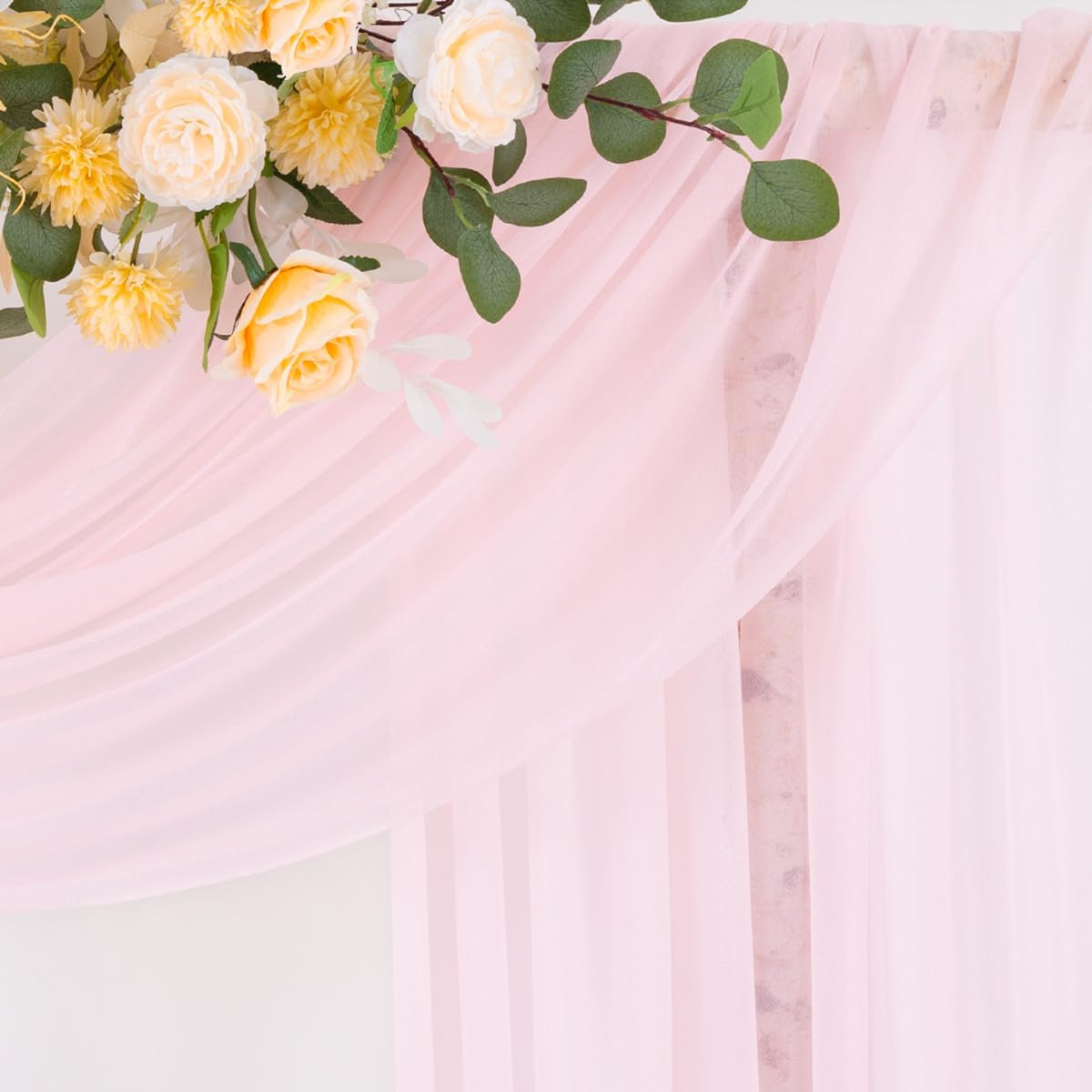 Blush Pink Wedding Arch Draping Fabric 1 Panel 29" × 20FT Sheer Drapes Outdoor Curtain for Wedding Ceremony Baby Bridal Shower Arch Ceiling Backdrop Decor