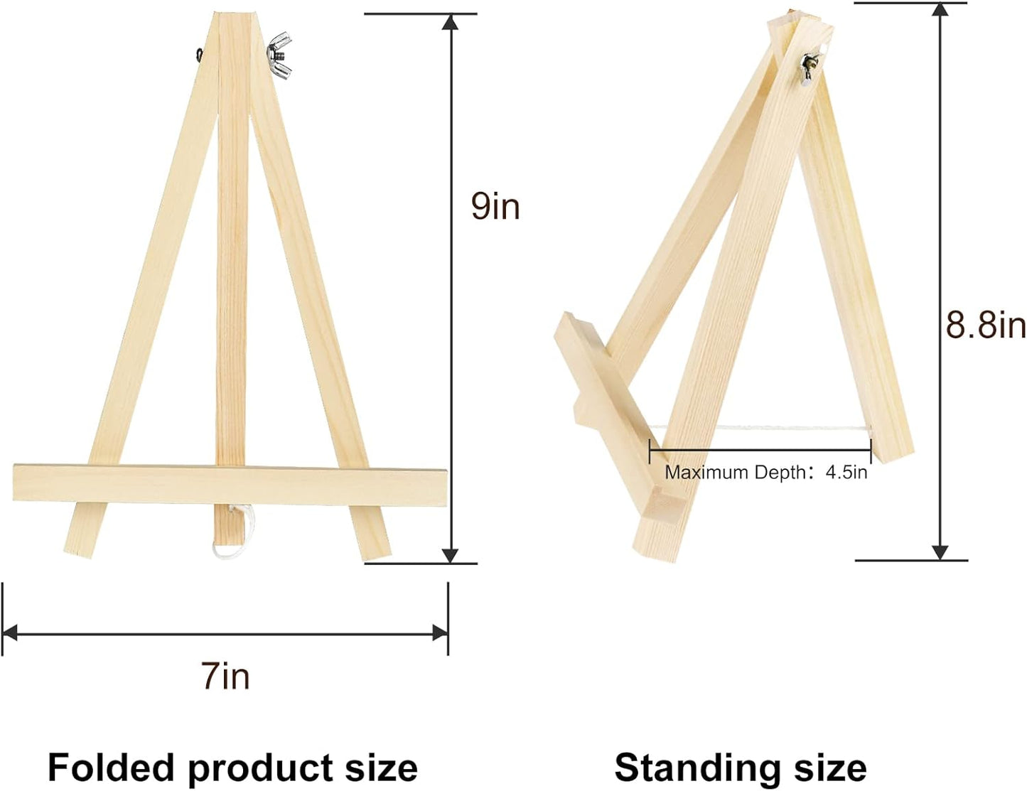 Kinlink 9 Inch Tall Wood Easels for Display Set of 18, Display Easel Tabletop, Painting Easel Stand for Artist Students