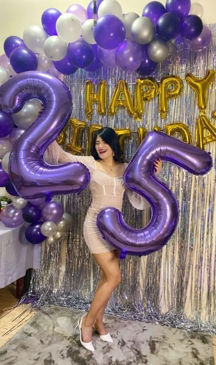 Giant Purple Number 2 Balloon Number 40 Inch, 2025 Number Balloons 2 Birthday Supplies, 2nd 12 22 32 62 Year Old Birthday Party Celebration, Second Purple Balloons Graduations Anniversary Decorations