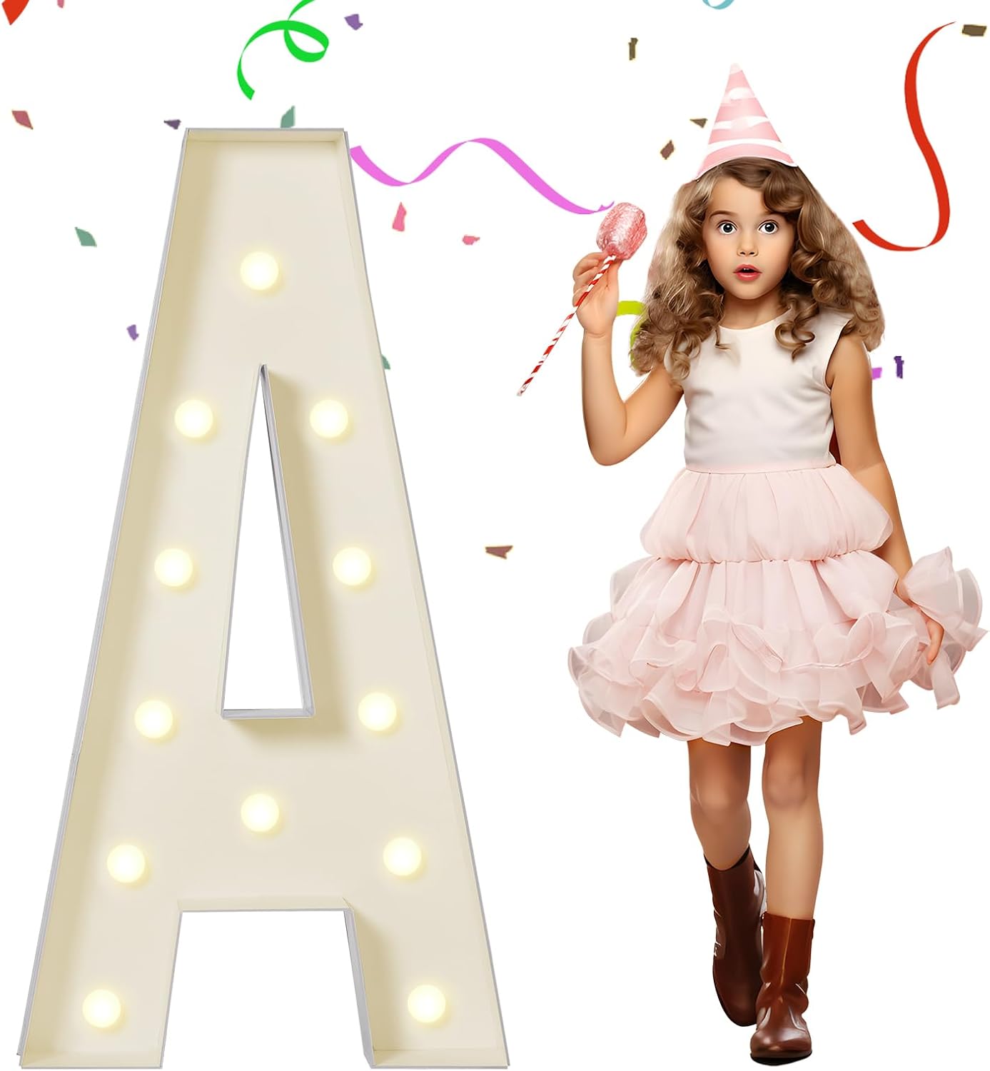 eufony Marquee Letters 4 Feet Tall, 4 FT Marquee Light Up Letters, Giant Light Up Letters 4FT for Birthday Party Baby Shower Gender Reveal Graduation Decorations, Letter A with LED Lights DIY Kit