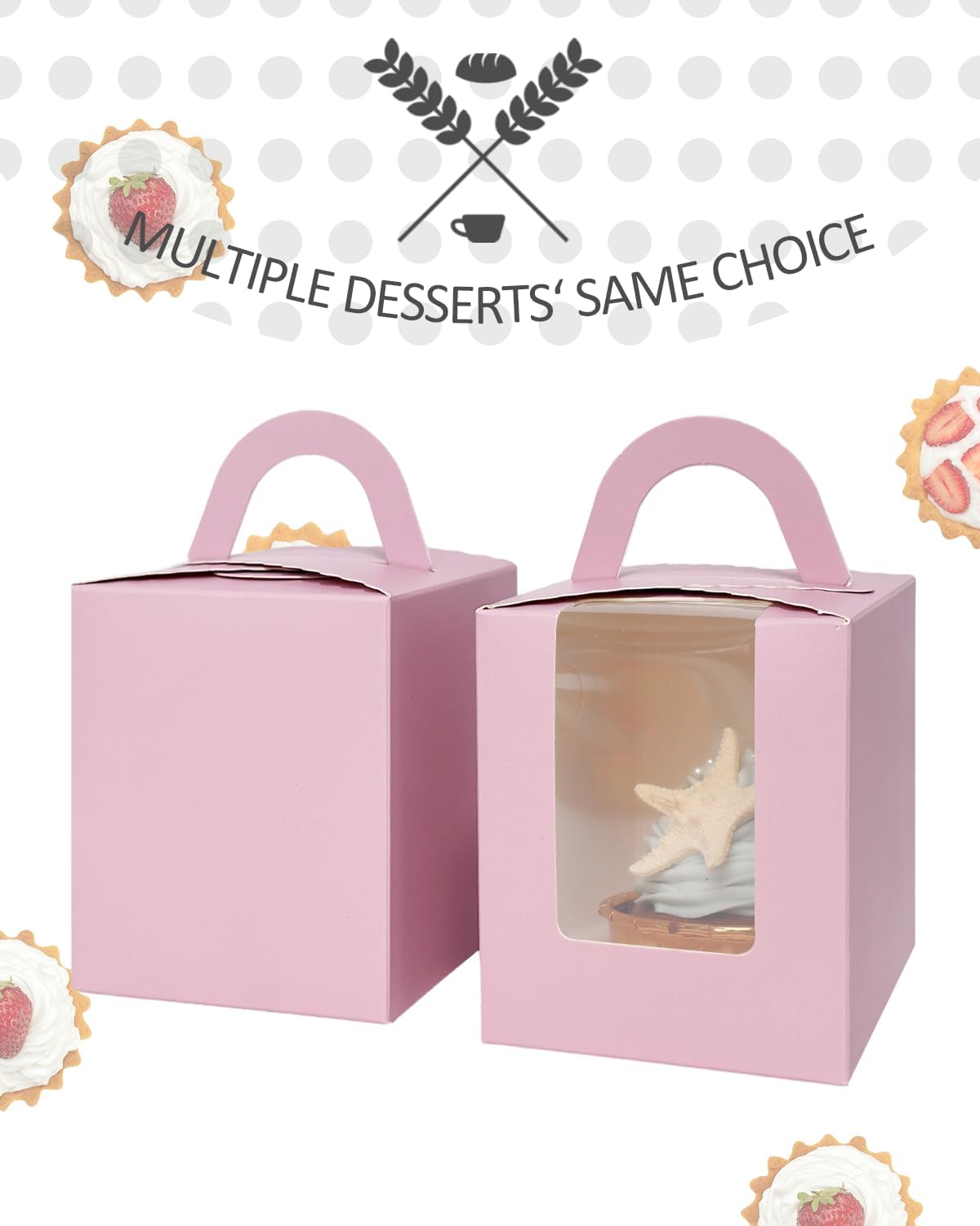 qiqee Lavender Cupcake Boxes Individual Cupcake Holders Disposable 50pcs Single Cupcake Boxes with Window 3.7" 3.7"*4.5" Cupcake Containers