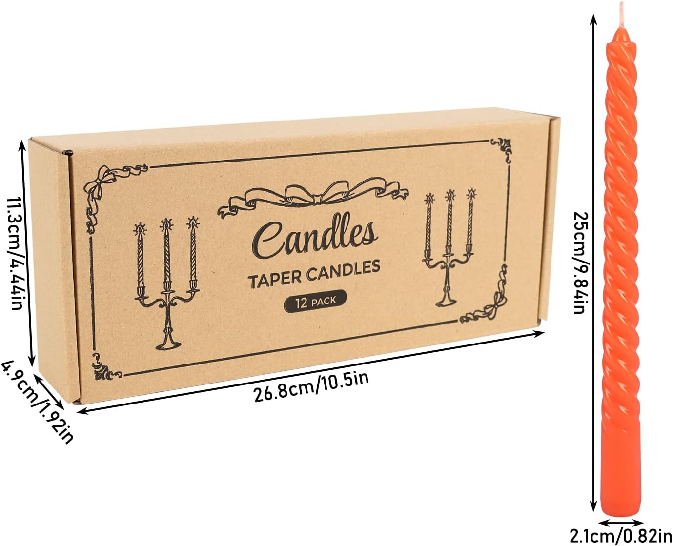 12-Pack 12-Color Spiral Taper Candles - 10 Inch Dripless & Long-Lasting Burn, Decorative Twisted Candles for Wedding, Birthday, Christmas, Home Decor, Party Supplies (Premium Wax, Unscented)