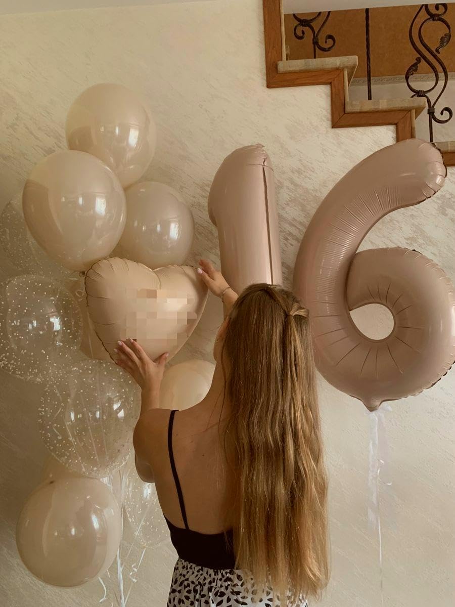 40 Inch Light Brown Large Number 4 Balloons, Giant Foil Number Four 14 24 34 40 44 Balloons, Light Brown Mylar Big Balloon for Anniversary Graduation Decorations