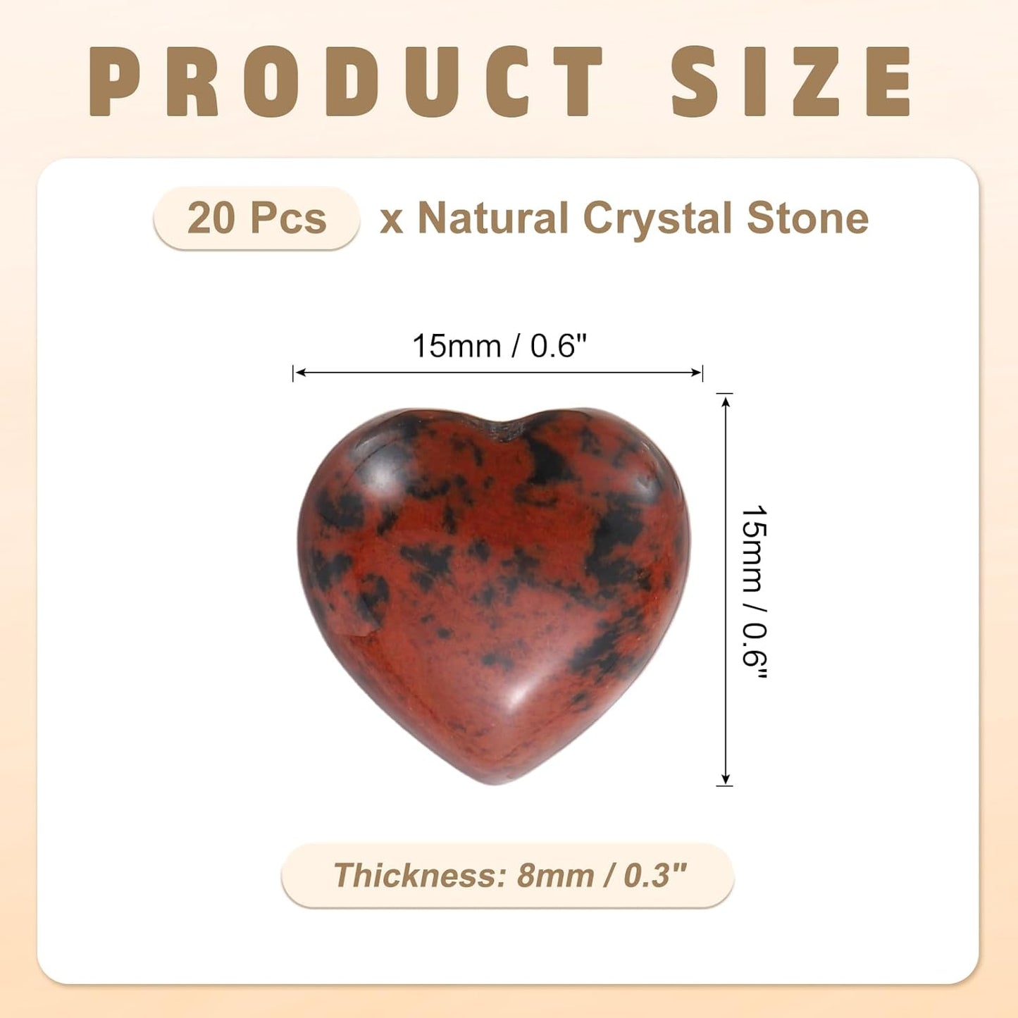 PATIKIL 20 Pcs Natural Heart Shaped Crystal Stone, 0.6 Inch Mini Polished Love Gemstone Crystal, Pocket Rock Engraved Worry Stones for Women Gifts Meditation, Brown