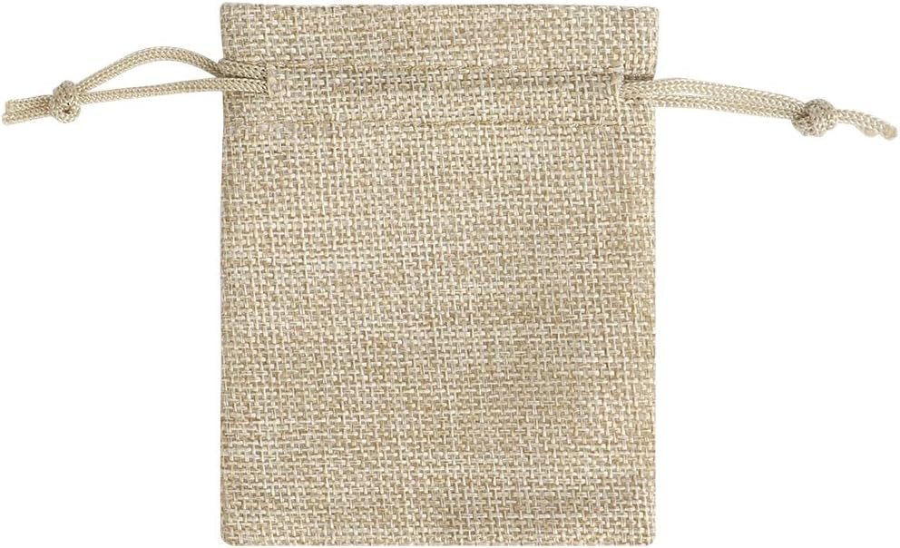 Lucky Monet 25/50/100PCS Burlap Gift Bags Wedding Hessian Jute Bags Linen Jewelry Pouches with Drawstring for Birthday, Party, Wedding Favors, Present, Art and DIY Craft (25Pcs, Cream, 3” x 4”)