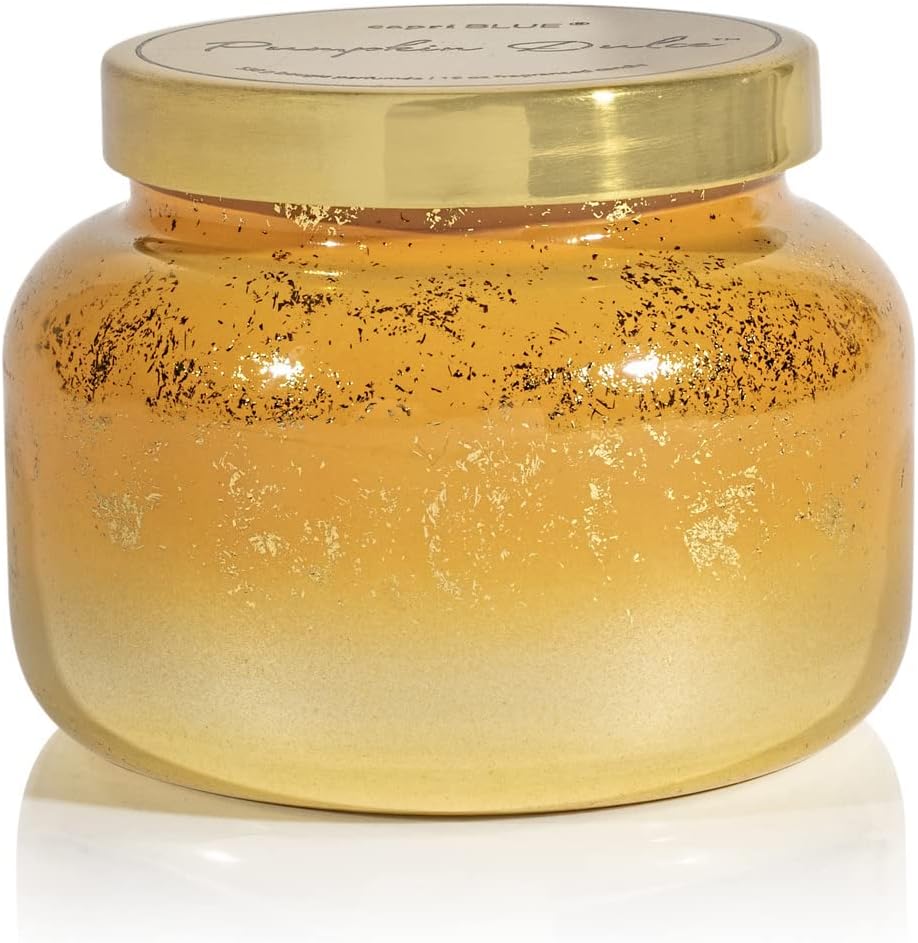 Capri Blue Glimmer Jar Candles - Luxury Holiday Scented Candles for Home - Long Lasting Soy Wax Blend - Scented Holiday & Home Decor - Pumpkin Dulce Signature Jar (19 oz)