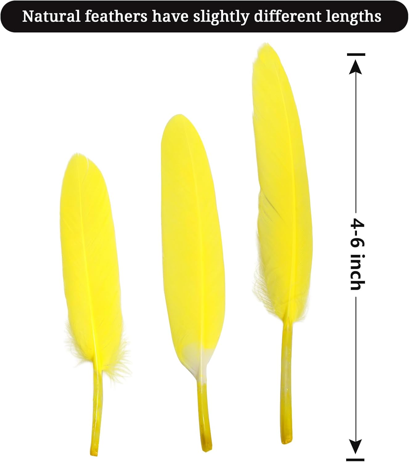 FeelfunFeather 120pcs Yellow Goose Cochettes Feather Natural Bulk 4-6 inch 10-15cm for Wedding Party Christmas Halloween Decorations DIY Crafts Goose Cochettes Feather