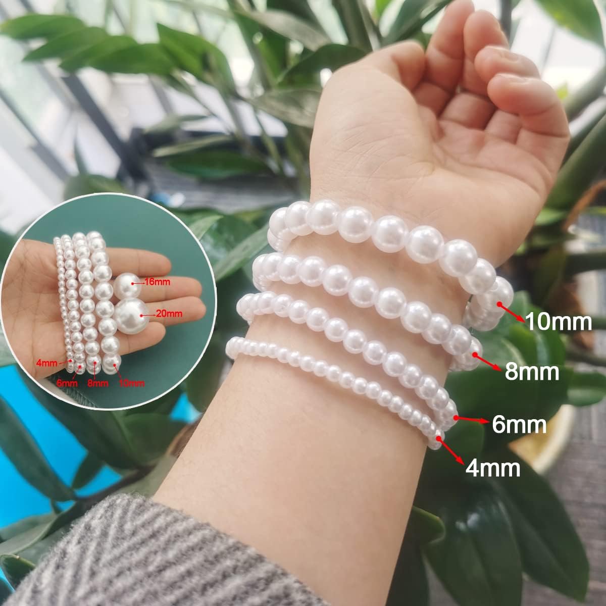 600pcs White Pearl Beads Bulk,8mm Round White Pearl Beads for Craft Loose Fake Pearl beads with Holes for Bracelets Necklaces Jewelry Making Crafts Pearl Bead Handle Chain Decorations and Vase Fillers