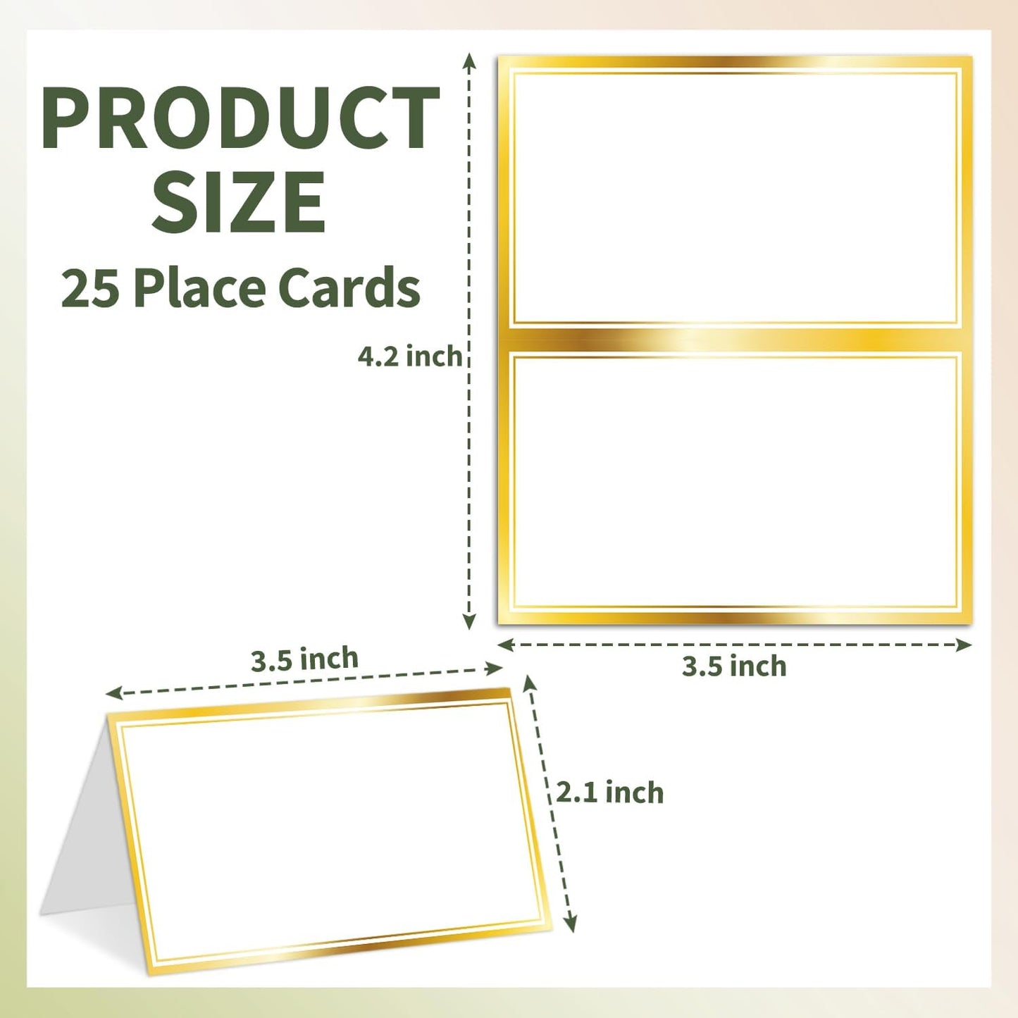 25 Premium Place Cards for Table Seating, Wedding Name Place Card with Gold Border, Tent Cards for Birthday Bridal Shower Baby Shower Reception Dinner Party Decorations -A19