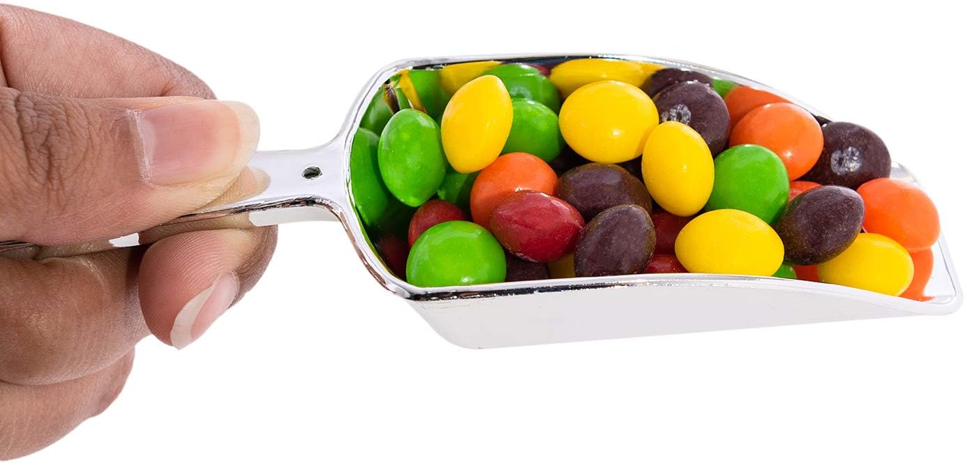 Super Z Outlet 5.5" Mini Acrylic Plastic Kitchen Scoops for Weddings, Candy Dessert Buffet, Ice Cream, Protein Powders, Coffee, Tea (Silver)