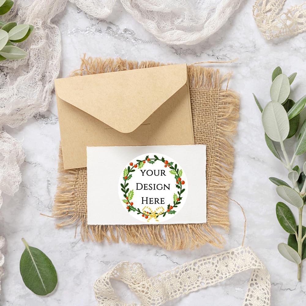 100-1000pcs Custom Stickers Merry Christmas Stickers Personalized Labels Adhesive Xmas Decorative Envelope Seals Stickers for Cards Gift Boxes(Round-8)