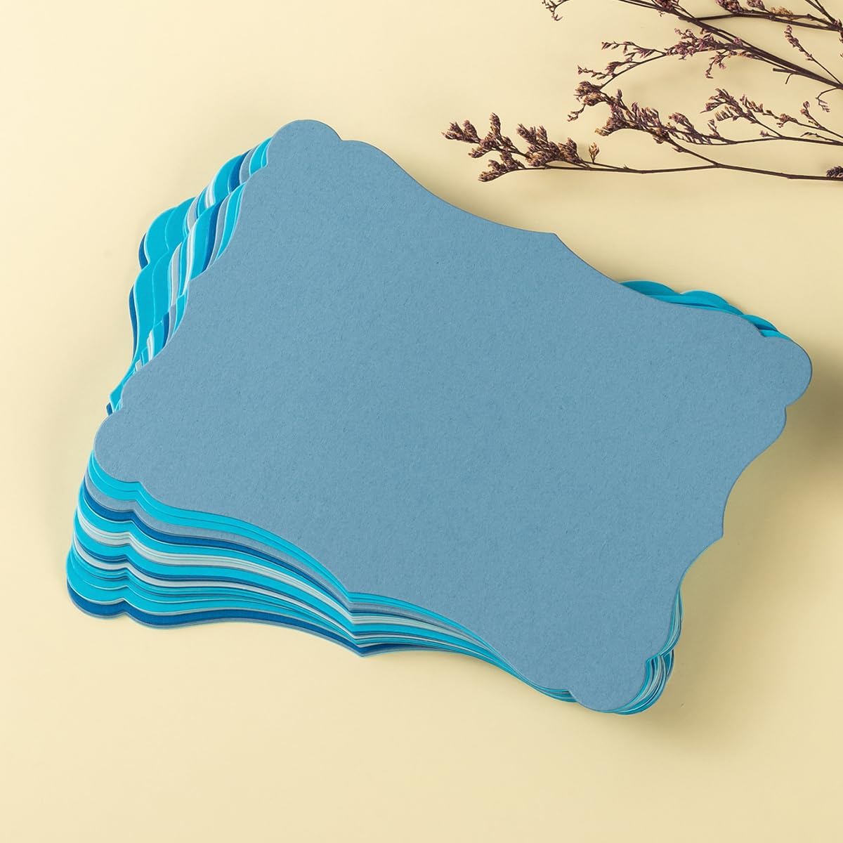 50 Pack Blank Kraft Cards Cardstock Thick Paper Brown Greeting Cards for DIY Gift Card Menus, Baby Shower and Wedding Invitations (Blue, 5 Colors, 4x6IN)