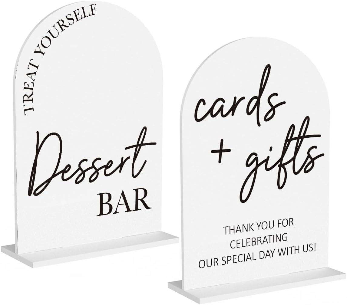 2Pcs Dessert Bar Sign Cards and Gifts Signs for Wedding Engagement Party Bridal Shower Baby Shower Table Desk Acrylic Decor