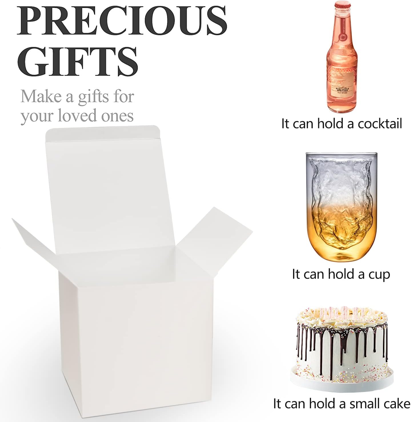 COTOPHER Small Gift Boxes 25 Pack 6x6x6 inches White Gift Boxes with Lids for Gifts, Crafting, Wedding Party Favor, Cupcake Boxes, Candy, Bridesmaids Proposal Box with Ribbons and Stickers