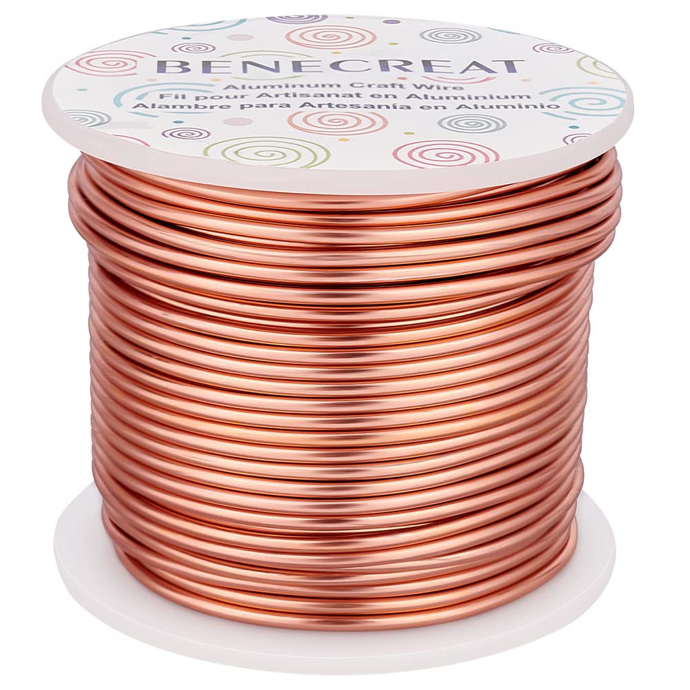 BENECREAT 12 Gauge 100FT Aluminum Wire Anodized Jewelry Craft Making Wire Beading Floral Aluminum Craft Material for Jewelry Craft Sculpture, Plant Gardening, Skeleton Making, Copper Tone