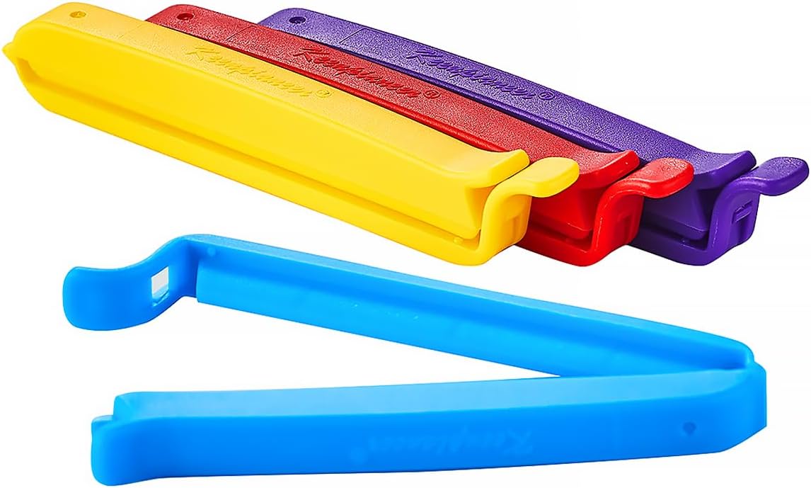 Keenpioneer Bag Sealing Clips for Food and Snack Storage, Decorating/Icing Bag Sealing Clips, 4inch, 12-Piece, 4-Color