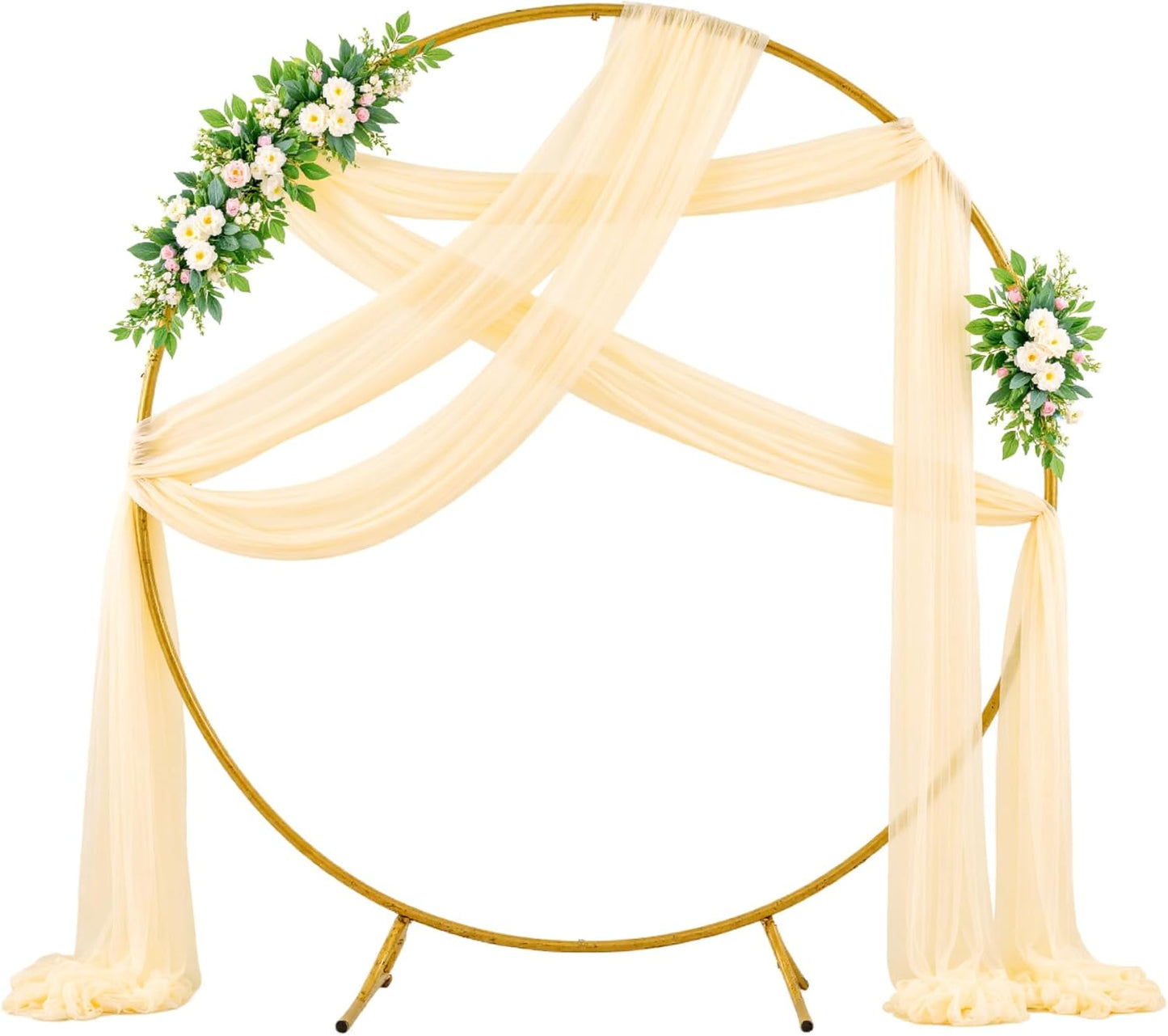 Wedding Arch Draping Fabric Backdrop 1 Panel 30" x 19Ft Champagne Drapes Curtains for Wedding Reception Sheer Tulle Backdrop Curtain for Ceremony Birthday Party Baby Shower Arbor Ceiling Decorations