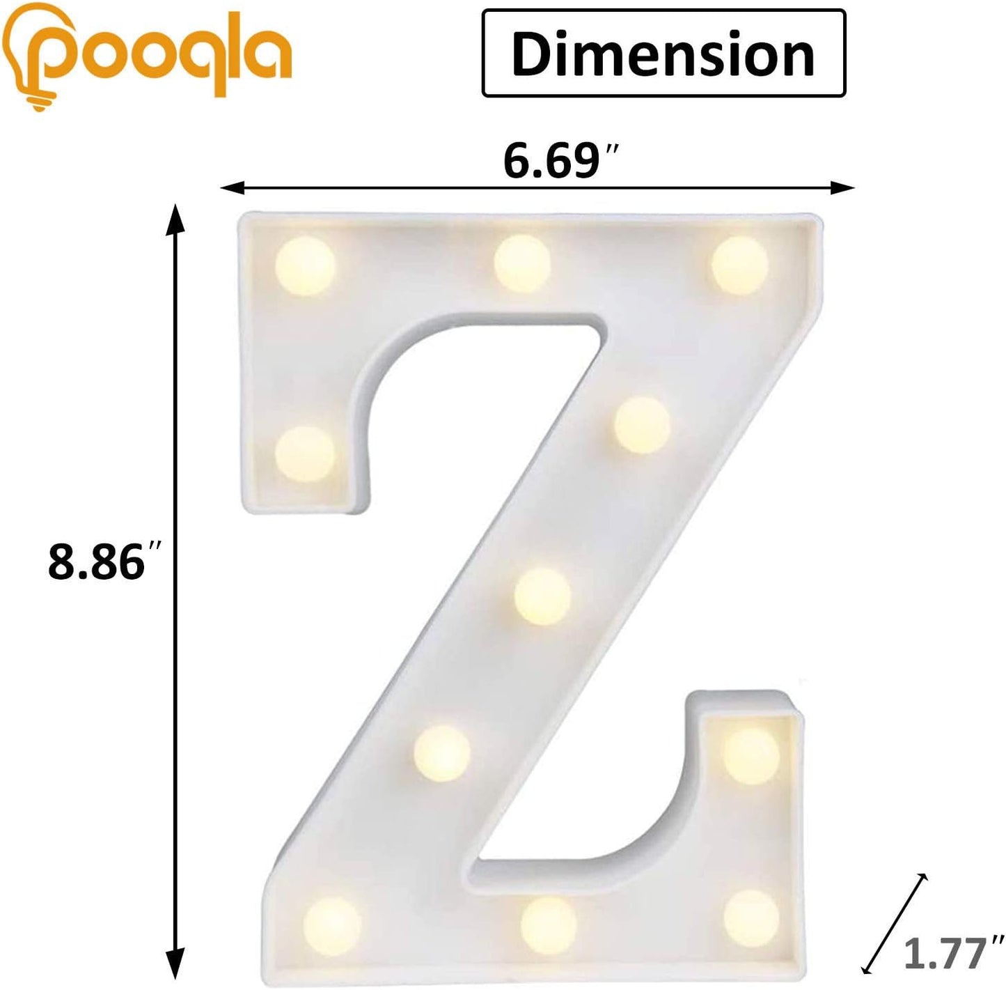 Pooqla LED Marquee Letter Lights Sign, Light Up Alphabet Letter for Home Party Wedding Decoration Z