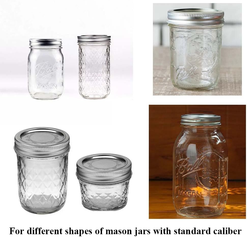 6 Pack Mason Jar Lights, 10 LED Solar Multi-Colored Fairy String Lights Lids Insert for Garden Deck Patio Party Wedding Decorative Lighting Fit for Regular Mouth Jars