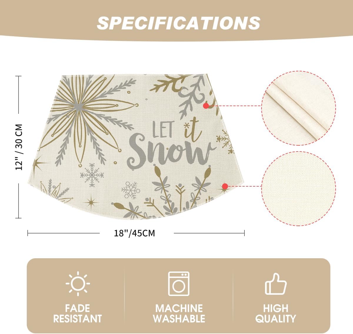 Artoid Mode Christmas Snowflakes Wedge Shape Placemats for Round Table Set of 4, Let it Snow Winter Winter Seasonal Kitchen Dining Table Decoration for Indoor Party Home